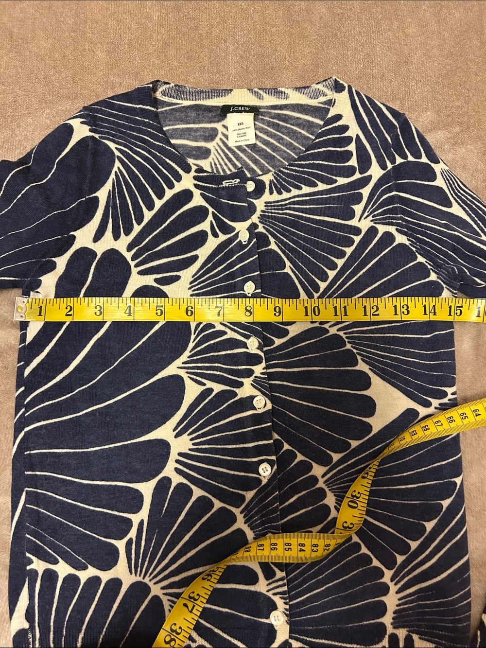 J. Crew Navy and Cream "Fanfare" Merino Wool Cardigan size XXS - Picture 4 of 11